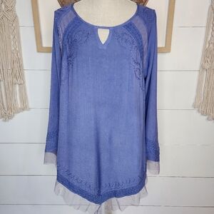 Dusty Blue Peasant Top from Indigo Thread Co. Size L